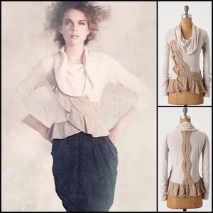 Anthro Moth Cashmere Blend Cowl Neck Ruffle Sweater